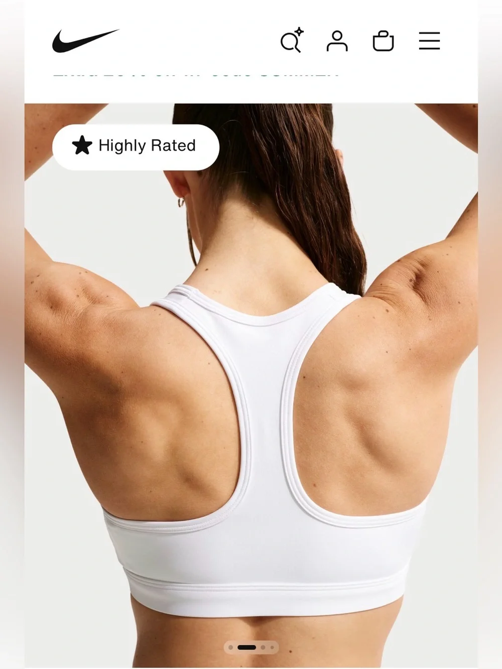 Nike White Racerback Sports Bra with Black Swoosh - size Large - Picture 10 of 13